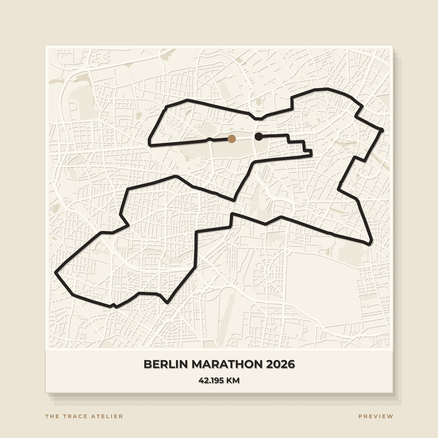 Berlin Marathon 2026 · Mapa 3D - The Trace Atelier