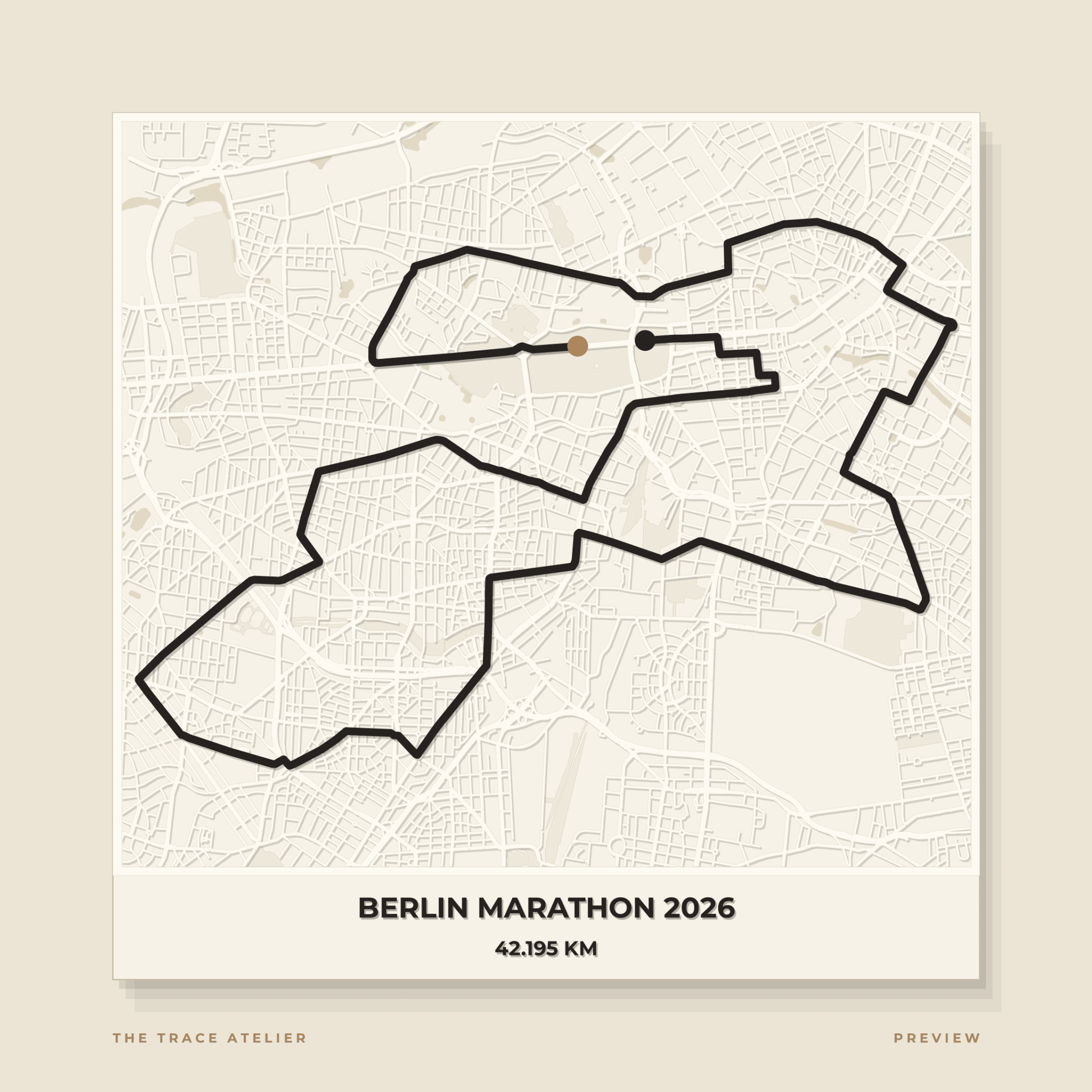 Berlin Marathon 2026 · Mapa 3D - The Trace Atelier