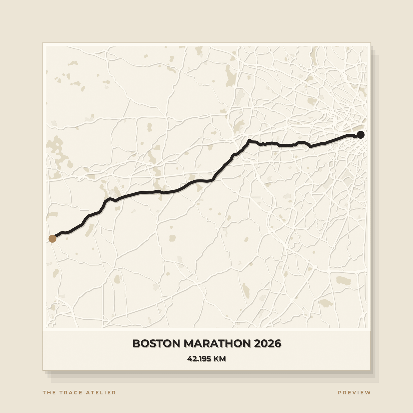 Boston Marathon 2026 · Mapa 3D - The Trace Atelier