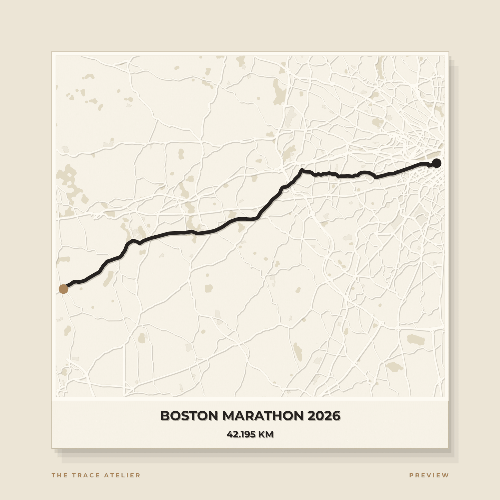 Boston Marathon 2026 · Mapa 3D - The Trace Atelier